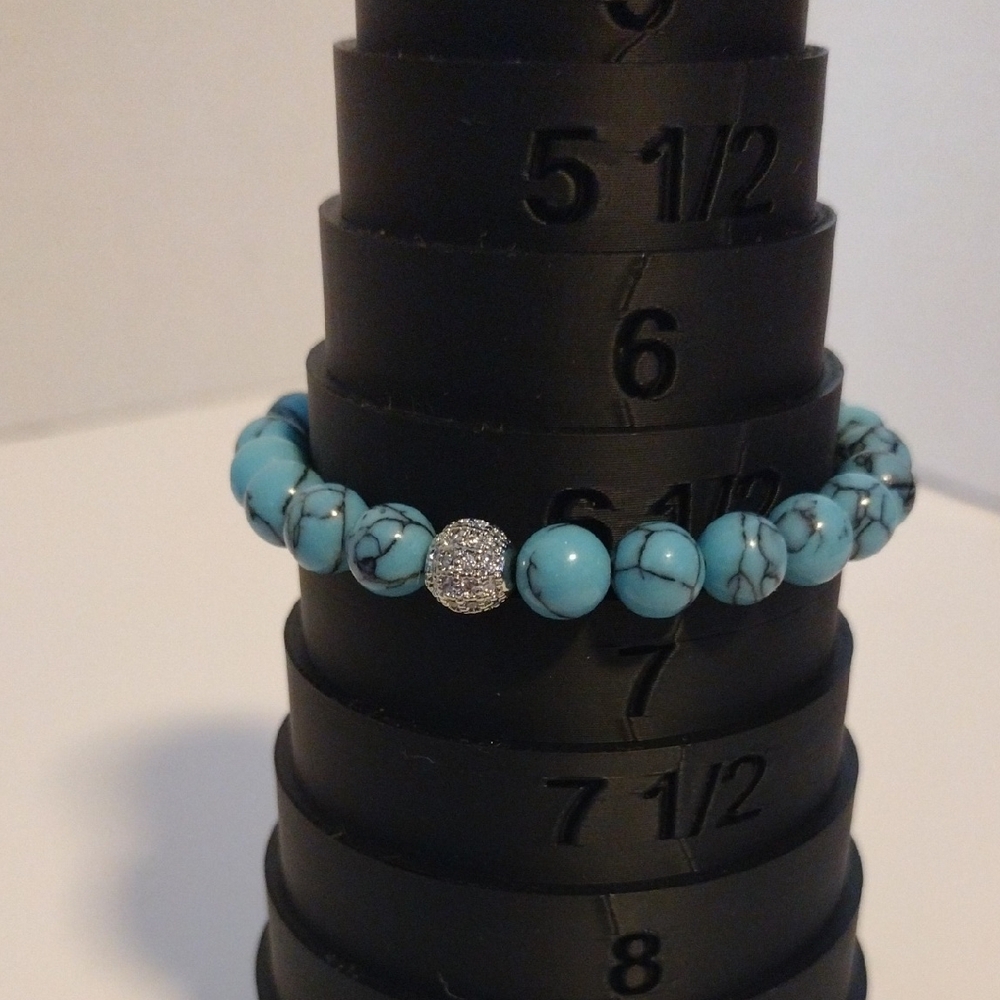 Turquoise Beaded Aura Bracelet with Silver Accent